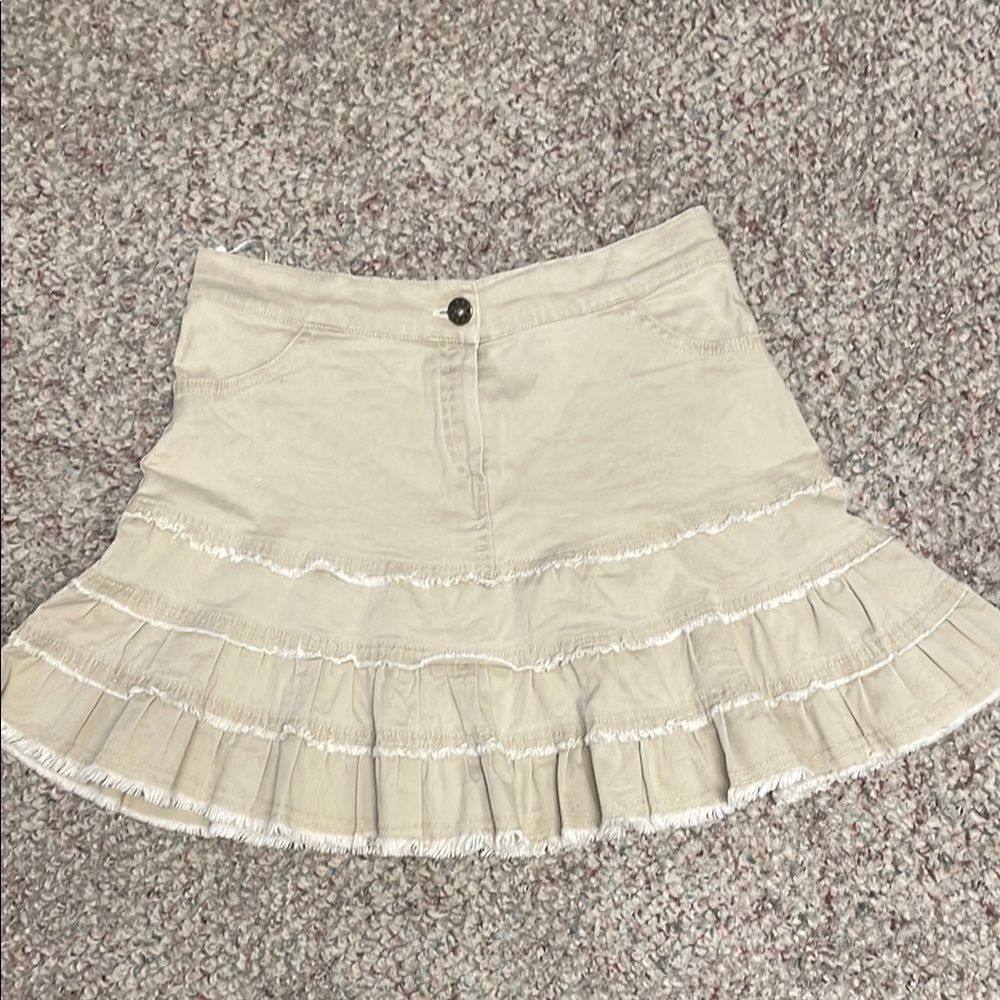 Cream Skater Mini Skirt with Ruffled Tiers